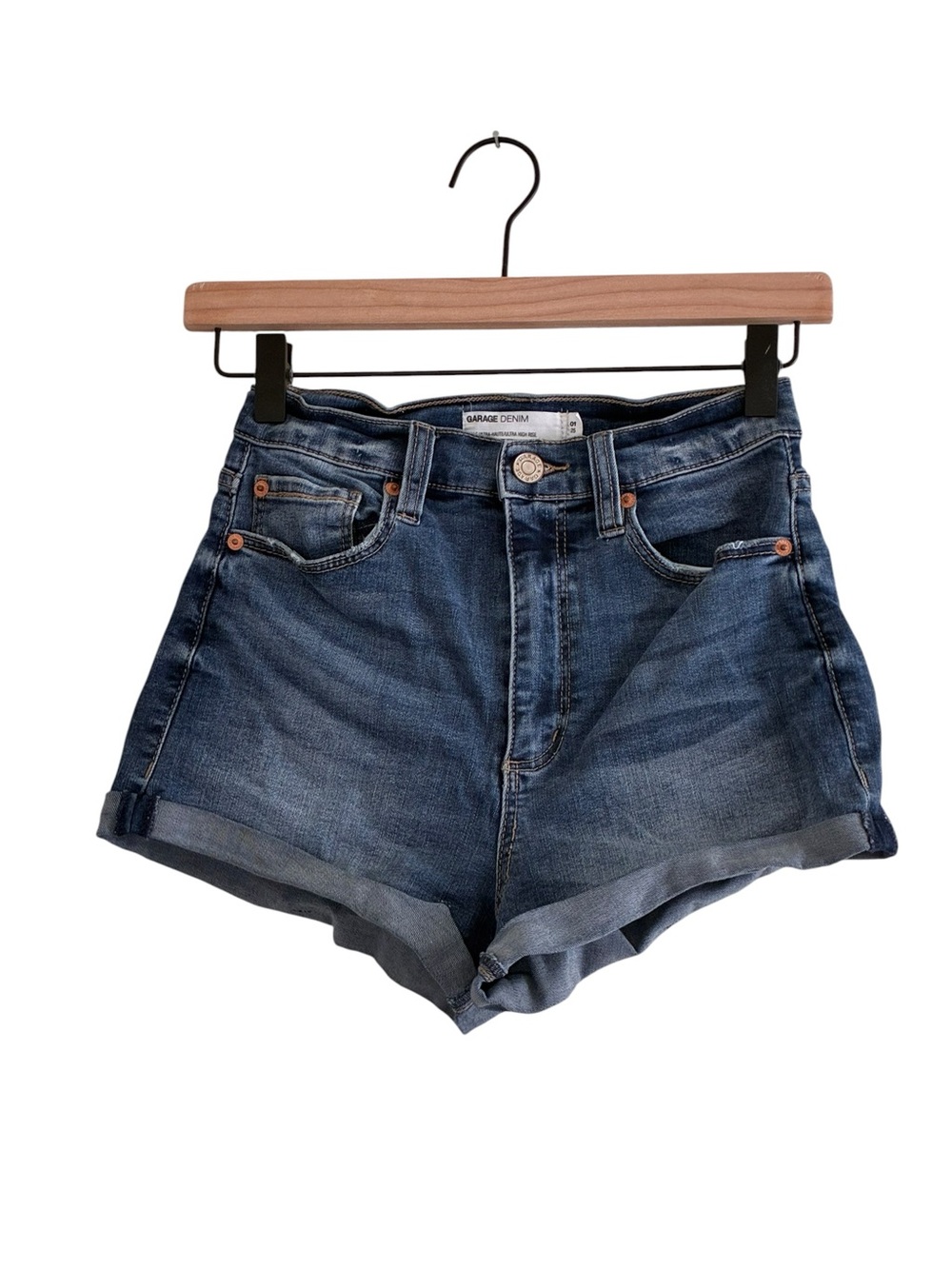Garage | Ultra high rise jean shorts cuffed denim size 01/25